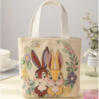 Embroidery Canvas Bag Cute Debit Flowers Tote Bag